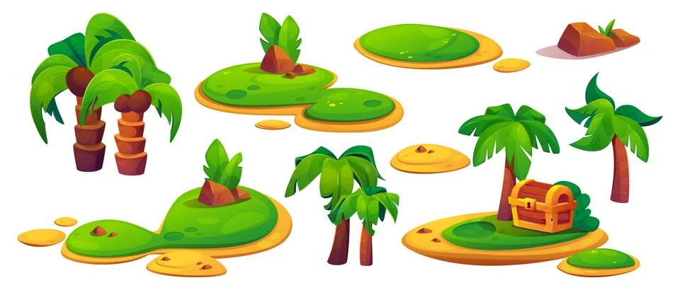 Game level tropical setting with palm trees Stock Illustration