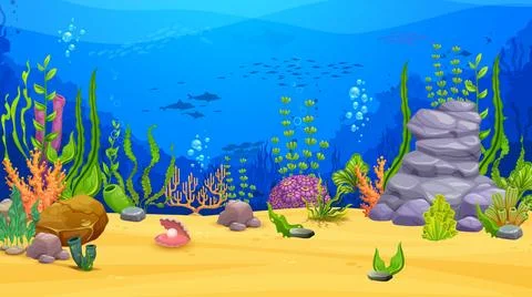 Game level, underwater landscape vector background Stockillustratie
