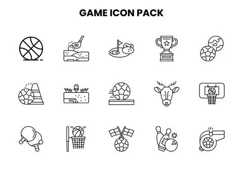Game Line Bundle Icons Pack Illustrazione stock