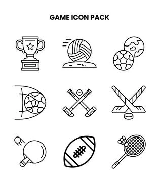 Game Line Bundle Icons Pack Stock Illustration