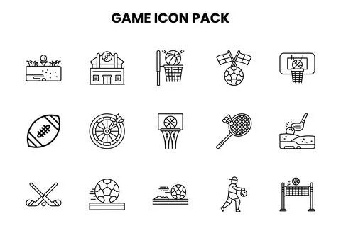 Game Line Collection Icons Pack Stock Illustration