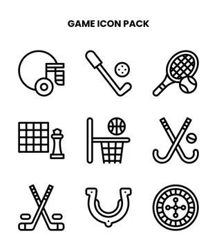Game Line Scalable Icons Pack Stock Illustration