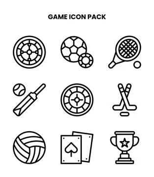 Game Line UI Icons Pack Stock Illustration