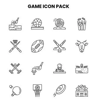 Game Line UI Icons Pack Stock Illustration