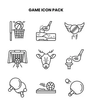 Game Line Vector Icons Pack Stock Illustration
