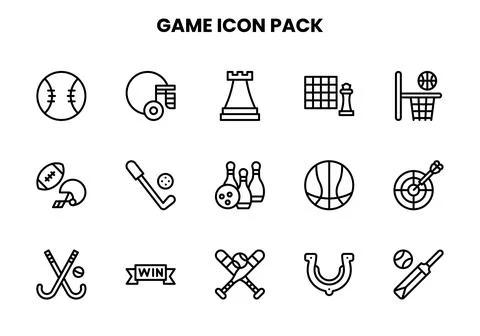Game Line Vector Icons Pack Stock Illustration