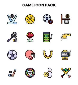 Game Lineal Color Bundle Icons Pack Stock Illustration