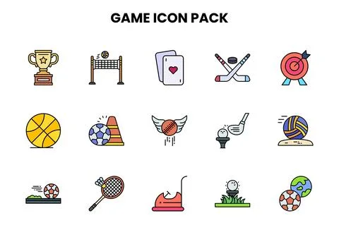 Game Lineal Color Bundle Icons Pack 스톡 일러스트