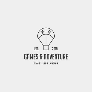 Game logo design controller balloon the journey vector illustration icon elem 스톡 일러스트