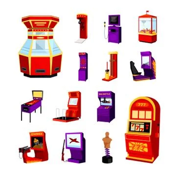 Game Machine Icons Set Illustrazione stock