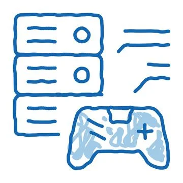 Game main menu doodle icon hand drawn illustration Stock Illustration