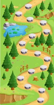 Game map forest gui background, template in cartoon style, casual isometric view Stock Illustration