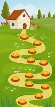 Game map forest gui background, template in cartoon style, casual isometric view 스톡 일러스트