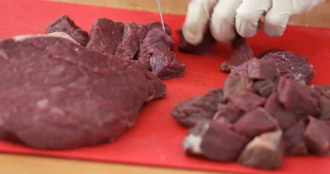 Game meat chopping, close up Stock Footage 146712630