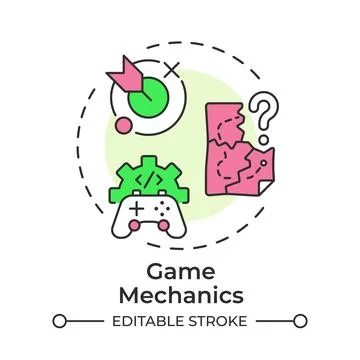 Game mechanics multi color concept icon Stock Illustration