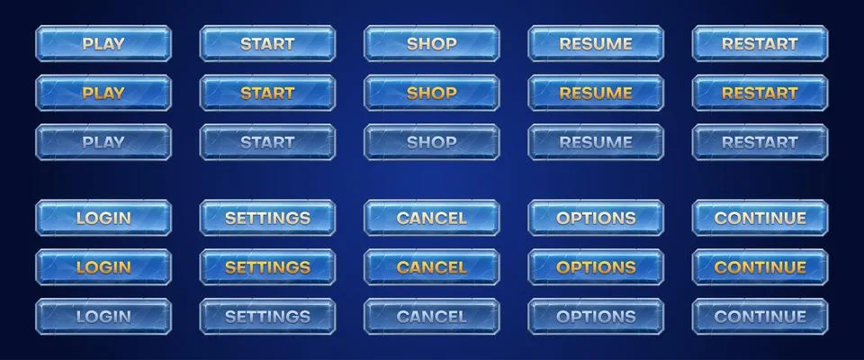 Game medieval button sprite, animation vector set Illustrazione stock
