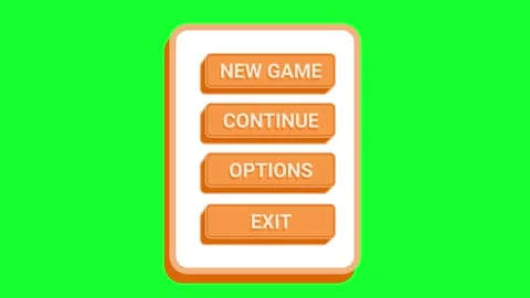 GAME MENU 3D orange panel with New Game, Continue, Options, and Exit button.. Stock Footage 341492637