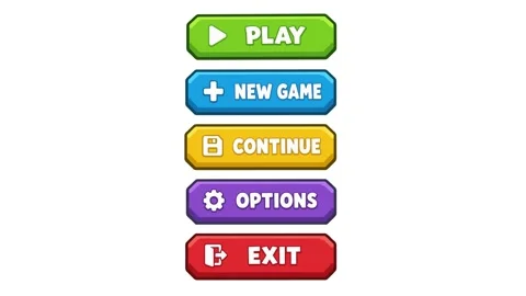 Game menu animated colorful octagon UI buttons list clicking sequence 4k is.. Stock Footage 341906302