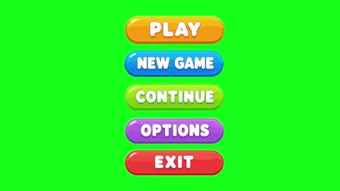 Game menu animated colorful oval UI buttons list clicking sequence 4k chrom.. Stock Footage 341906250