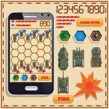 A game on the military theme. Stock Illustration
