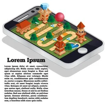 Game as a mobile application. Illustrazione stock