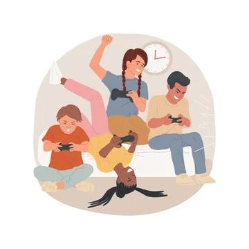 Game night isolated cartoon vector illustration. Ilustración de archivo