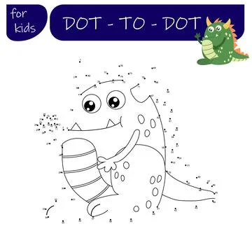 A game with numbers, a point-to-point educational game for children, cartoo.. Stock Illustration