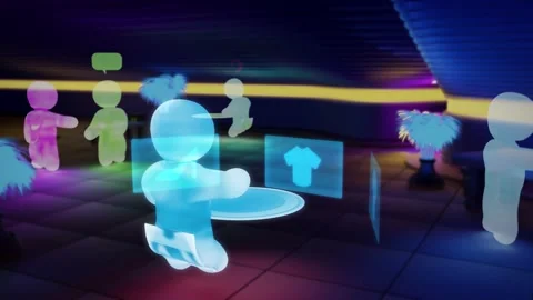 Game or metaverse avatar of user is buying, spending money in virtual space 库存影片 229847401