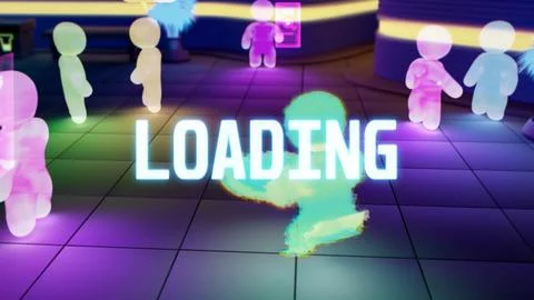 Game or metaverse avatar of a user gets loading message Illustrazione stock