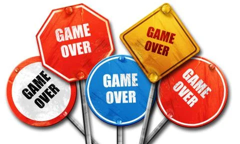 Game over, 3D rendering, rough street sign collection Ilustração Stock