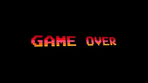 Game Over 3D Spin down Arcade end game screen color - Motion Graphic with Sound Video stock 45770709