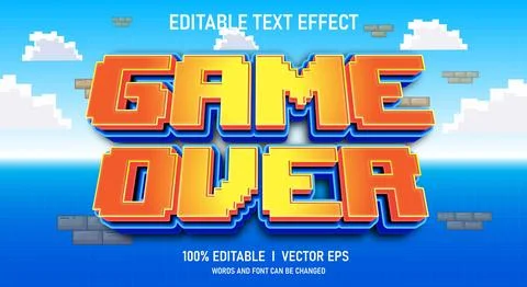 Game over 3d vector text effect with modern style design Stock Illustration