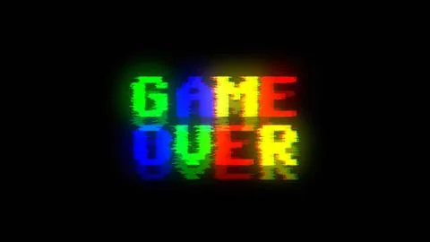 Game over 8-bit carousel glitch high Stock Illustration