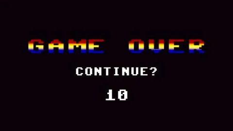 Game over 8-bit continue black simple イラスト素材