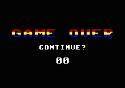 Game over 8-bit continue black simple zero イラスト素材