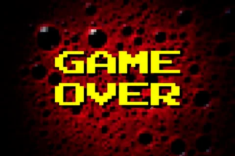 Game over 8-bit red bubbles イラスト素材