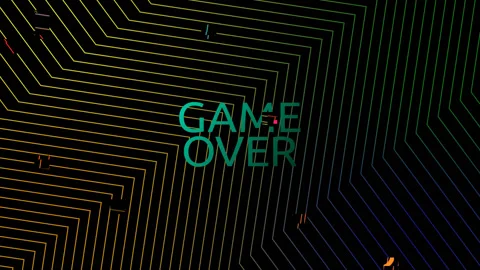 Game over on an abstract animated background. Game over on an animated Vídeos de archivo 196061509