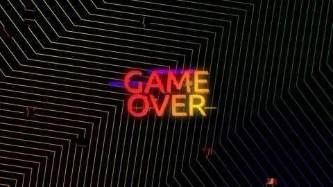 Game over on an abstract animated background. Game over on an animated Stock Footage 196801472