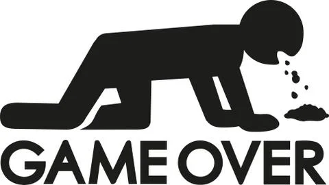 Game over after drinking puking Stock Illustration