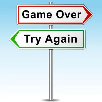 Game over and try again directional sign Stock Illustration