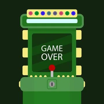 Game over arcade banner, end of playing in computer game Stock Illustration