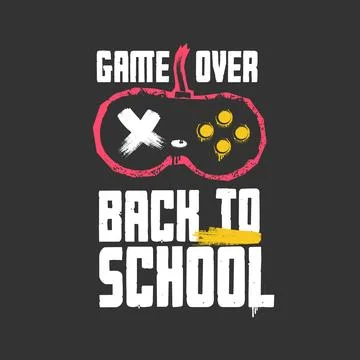 Game Over Back to School banner and poster Design Vector Stylized Pink and White Ilustração Stock