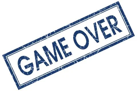 Game over blue square stamp isolated on white background Stock Illustration