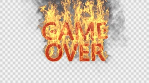 Game over burning text – with alpha channel. Stock Footage 308919742