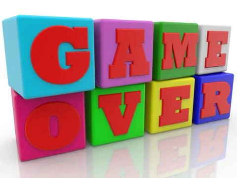Game over concept on colorful cubes Ilustração Stock