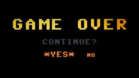 Game over continue yes no 8bit 4k Stock Illustration