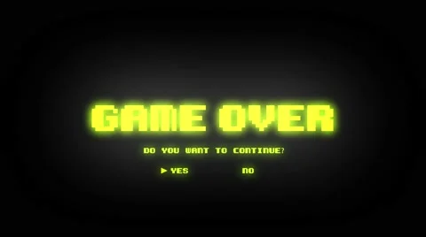 GAME OVER DO YOU WANT TO CONTINUE WITH GLITCH EFFECT 4k. Video stock 59187638