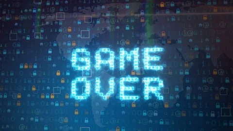 GAME OVER DO YOU WANT TO CONTINUE / GAME OVER CONTINUE ARCADE / GAME OVER TEXT Stock-Footage 104154136