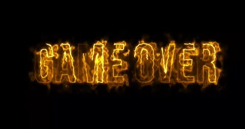 Game over fire text animation Video stock 287400771