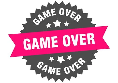 Game over. game over round pink label isolated on transparent background Ilustração Stock